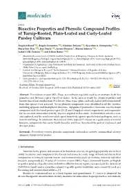 Bioactive Properties and Phenolic Compound Profiles of Turnip