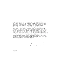 In Presenting the Dissertation As a Partial Fulfillment of The