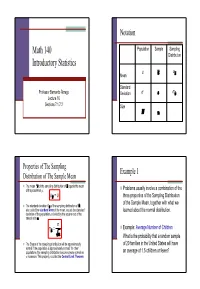Math 140 Introductory Statistics