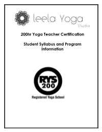 200Hr Yoga Teacher Certification Student Syllabus and Program
