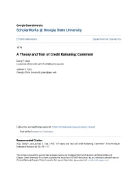 A Theory and Test of Credit Rationing: Comment