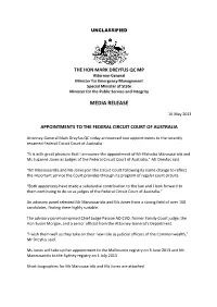 AGD Appointments to Circuit Court 16 May 13