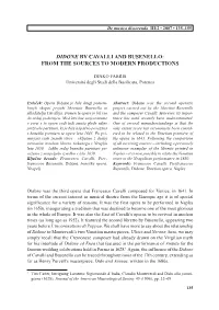 Didone by Cavalli and Busenello: from the Sources to Modern Productions