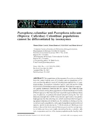 Diptera: Culicidae) Colombian Populations Cannot Be Differentiated by Isoenzymes