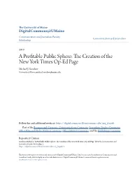 A Profitable Public Sphere: the Creation of the New York Times Op-Ed Page