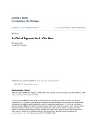 An Ethical Argument for in Vitro Meat