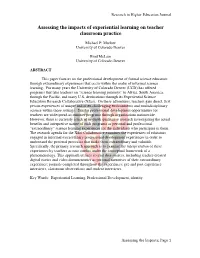 Assessing the Impacts of Experiential Learning on Teacher Classroom Practice