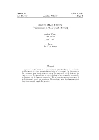 Basics of Lie Theory (Proseminar in Theoretical Physics)