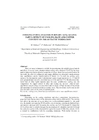COOLING CURVE ANALYSIS in BINARY Al-Cu ALLOYS: PART I- EFFECT of COOLING RATE and COPPER CONTENT on the EUTECTIC FORMATION