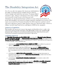 Disability Integration Act Legislative Packet (Democratic Version-Printer