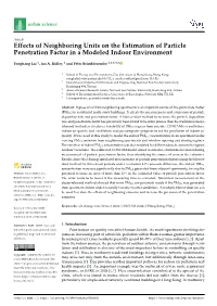 Effects of Neighboring Units on the Estimation of Particle Penetration Factor in a Modeled Indoor Environment