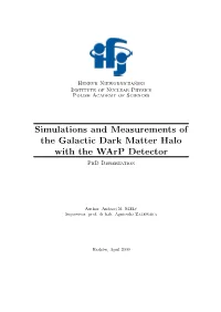 Simulations and Measurements of the Galactic Dark Matter Halo with the Warp Detector Phd Dissertation