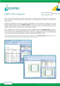 SYSPRO Office Integration Fact Sheet