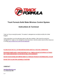 Track Formula Solid State Wireless Control System Instructions