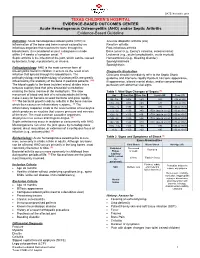 (AHO) And/Or Septic Arthritis Evidence-Based Guideline