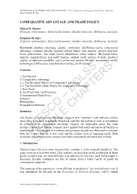 Comparative Advantage and Trade Policy - Bharat R