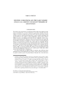 Einstein, Nordström and the Early Demise of Scalar, Lorentz Covariant Theories of Gravitation