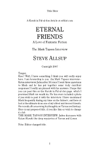 Mark Tapson Interview