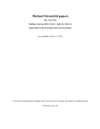 Michael Strassfeld Papers Ms