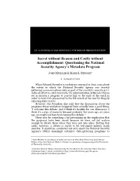 Questioning the National Security Agency's Metadata Program