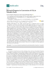Research Progress in Conversion of CO2 to Valuable Fuels