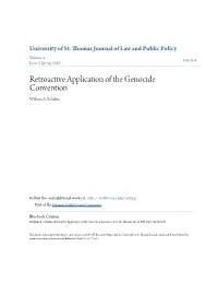 Retroactive Application of the Genocide Convention William A