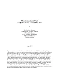 Tariffs the World Around 1870-1938