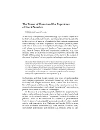The Tower of Hanoi and the Experience of Lived Number