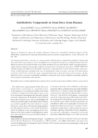 Antidiabetic Compounds in Stem Juice from Banana
