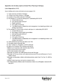 Appendices for Scrutiny Report on School Place Planning in Haringey