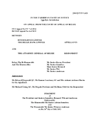 IN the CARIBBEAN COURT of JUSTICE Appellate Jurisdiction on APPEAL from the COURT of APPEAL of BELIZE CCJ