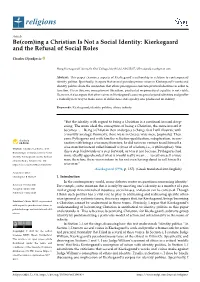 Ing a Christian Is Not a Social Identity: Kierkegaard and the Refusal of Social Roles