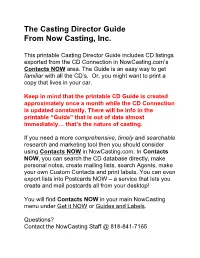 The Casting Director Guide from Now Casting, Inc