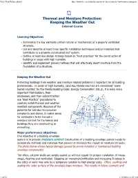 Thermal and Moisture Protection: Keeping the Weather out Internet Course