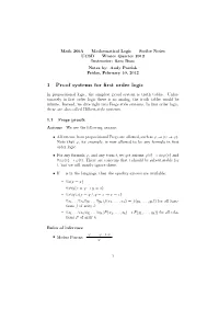 1 Proof Systems for First Order Logic