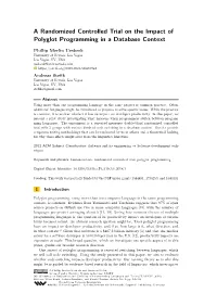 A Randomized Controlled Trial on the Impact of Polyglot Programming in a Database Context