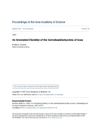 An Annotated Checklist of the Homobasidiomycetes of Iowa