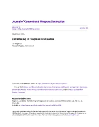 Contributing to Progress in Sri Lanka