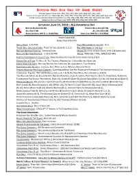 Day of Game Information Sheet