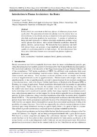 Introduction to Plasma Accelerators: the Basics