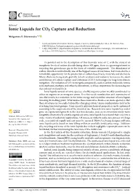 Ionic Liquids for CO2 Capture and Reduction