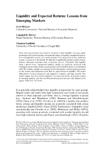 Liquidity and Expected Returns: Lessons from Emerging Markets