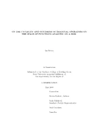 On the Cyclicity and Synthesis of Diagonal Operators on the Space of Functions Analytic on a Disk