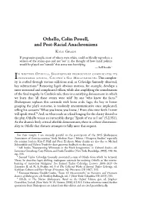 Othello, Colin Powell, and Post-Racial Anachronisms
