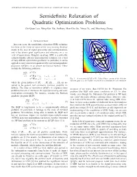 Semidefinite Relaxation of Quadratic Optimization Problems