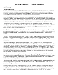 SMALL GROUP NOTES : 1 SAMUEL 2 Vs 12 – 27