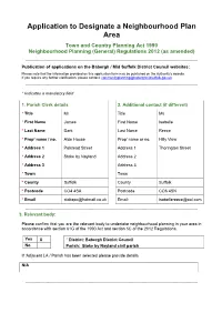 Stoke by Nayland NDP Area Designation Application