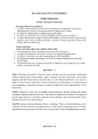 Strength of Materials Learning Objectives of Subject