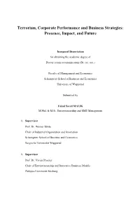 Terrorism, Corporate Performance and Business Strategies: Presence, Impact, and Future