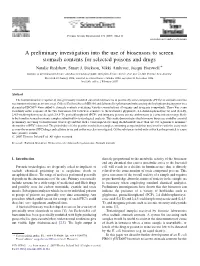 A Preliminary Investigation Into the Use of Biosensors to Screen Stomach Contents for Selected Poisons and Drugs Natalie Redshaw, Stuart J